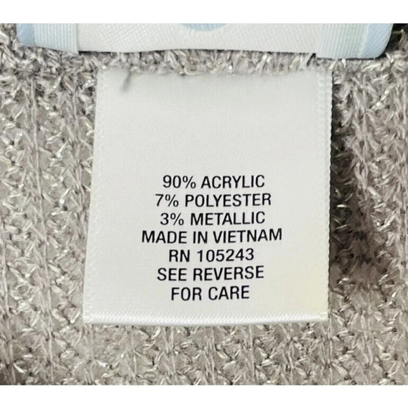 Sunday Womens Knit Metallic Cardigan Sz 1X Button Up Gray Long Sleeve Asymmetric - Picture 4 of 7